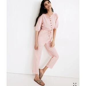 Madewell Pink Button-Front Jumpsuit